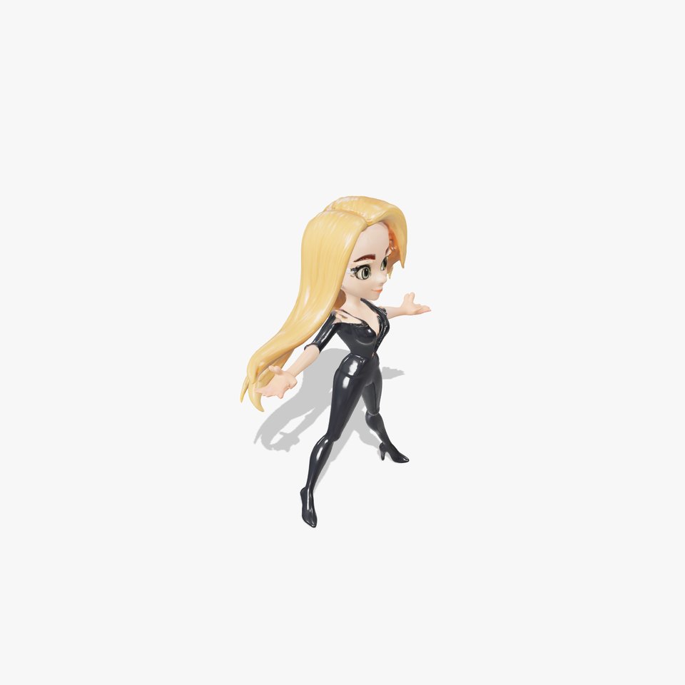 Stylized Blonde Female Character Rigged and Animated